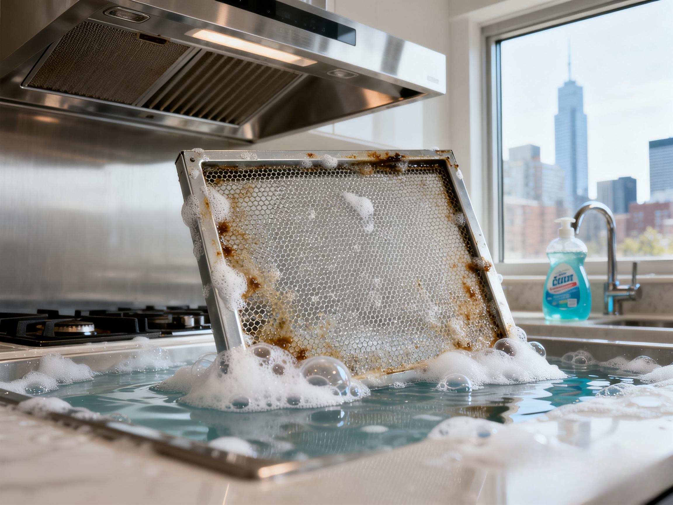 Range hood filter cleaning