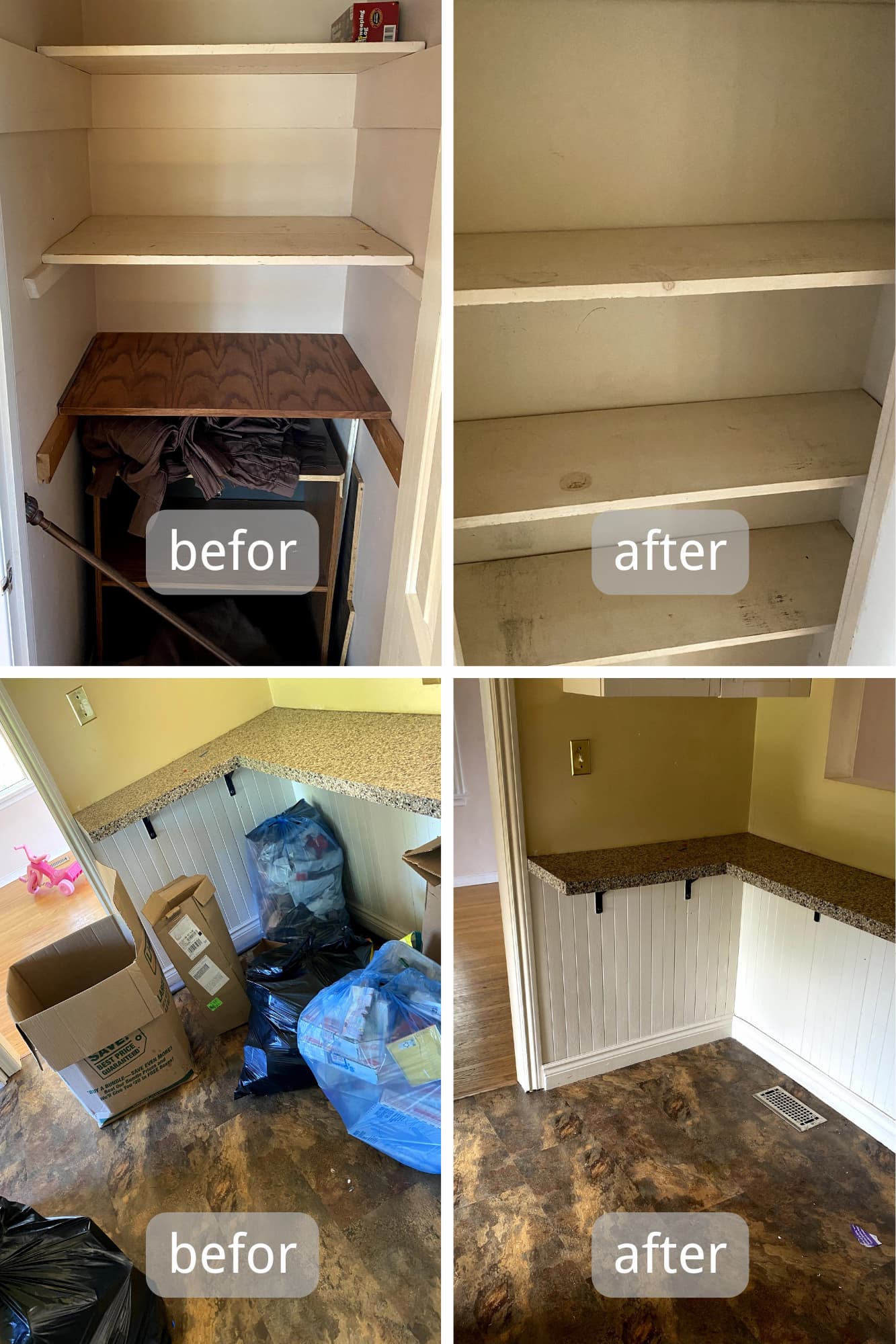 Move-out clean before and after
